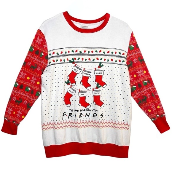 FRIENDS Sweaters - FRIENDS • Christmas Holiday Festive Party Stocking Graphic Sweatshirt Sweater